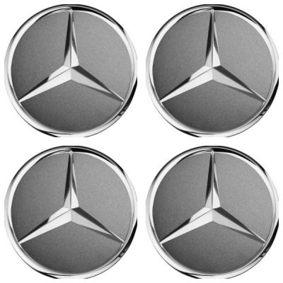 4er Set Mercedes Benz original Radnabenabdeckung Nabenkappe 71,8 mm titangrau Stern erhaben 